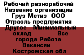 Рабочий-разнорабочий › Название организации ­ Груз-Метиз, ООО › Отрасль предприятия ­ Другое › Минимальный оклад ­ 25 000 - Все города Работа » Вакансии   . Костромская обл.